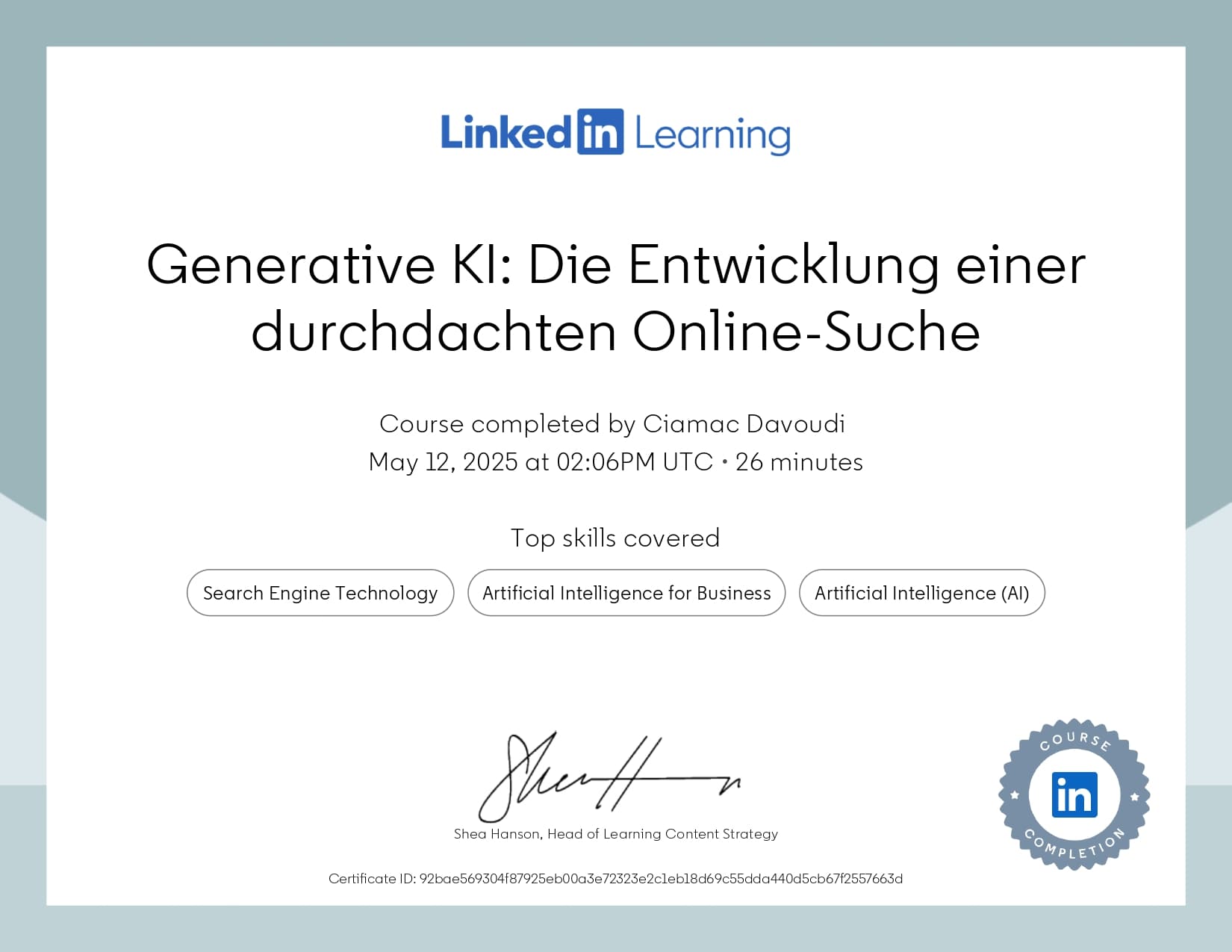 Certificate 69