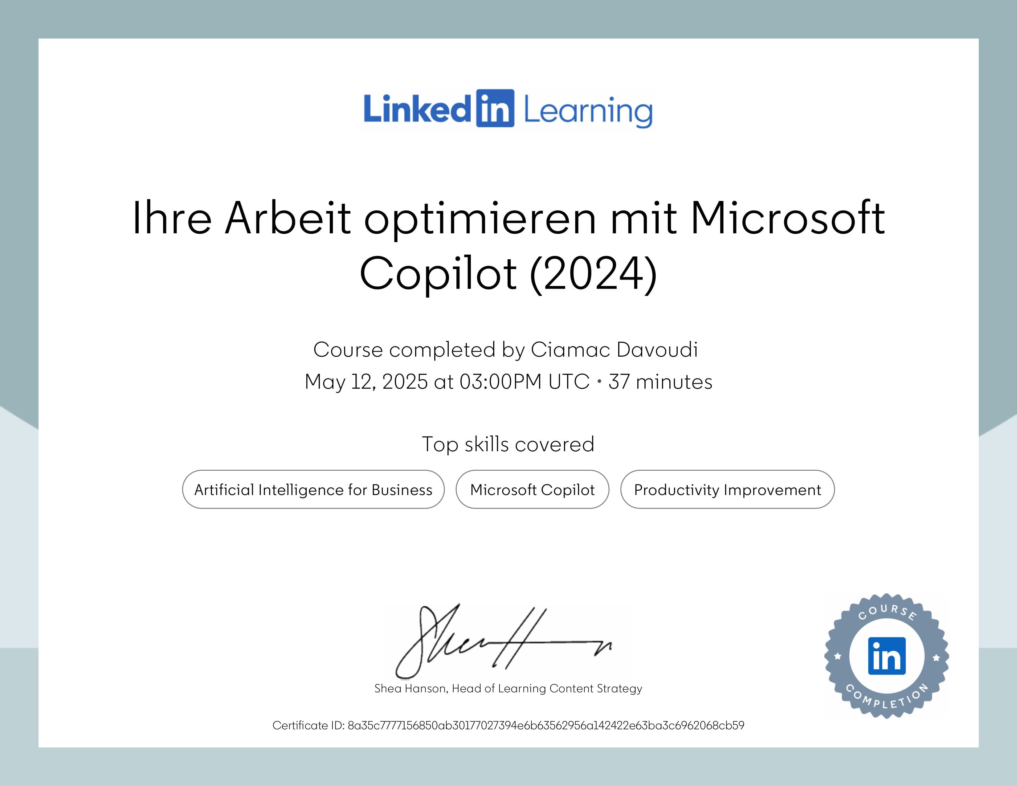 Certificate 67