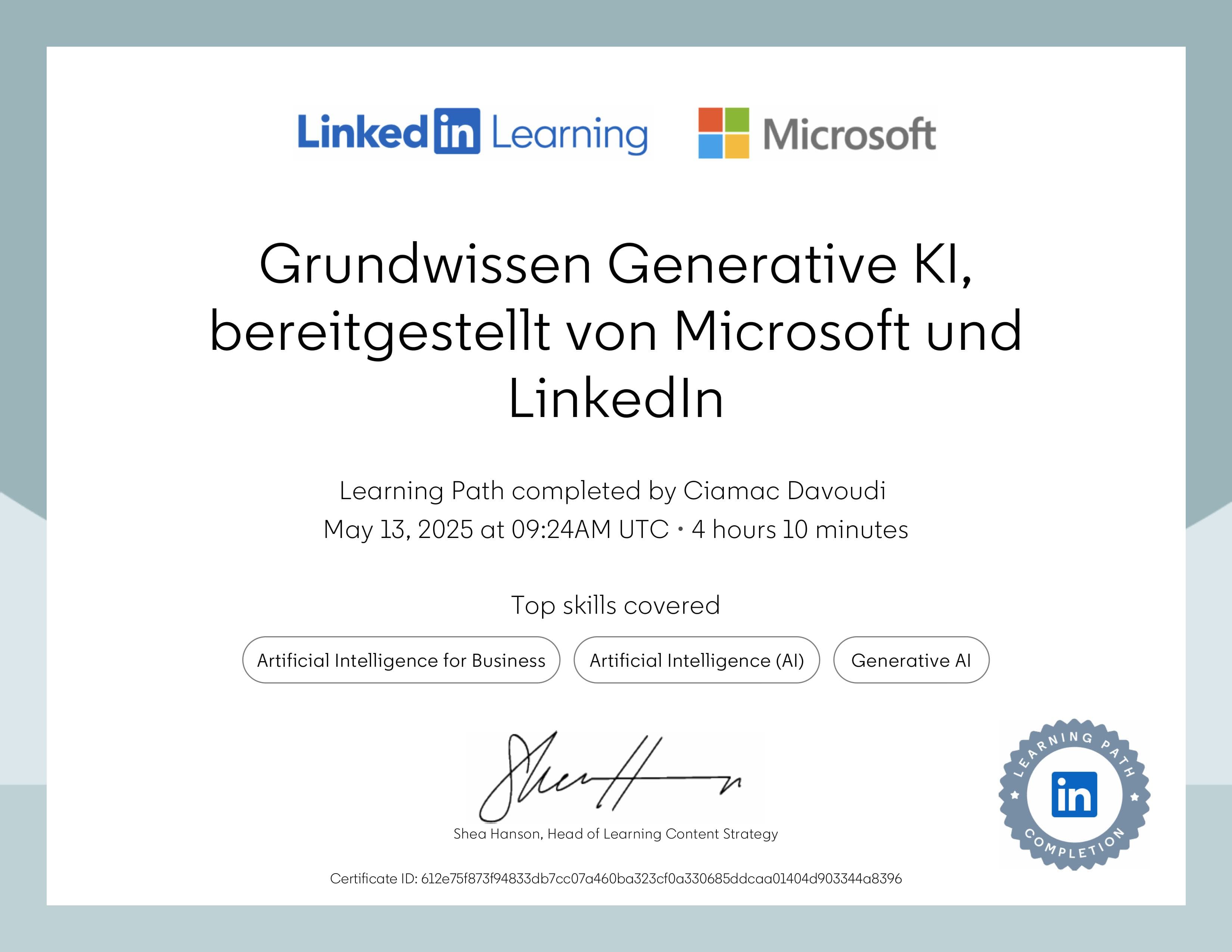 Certificate 72